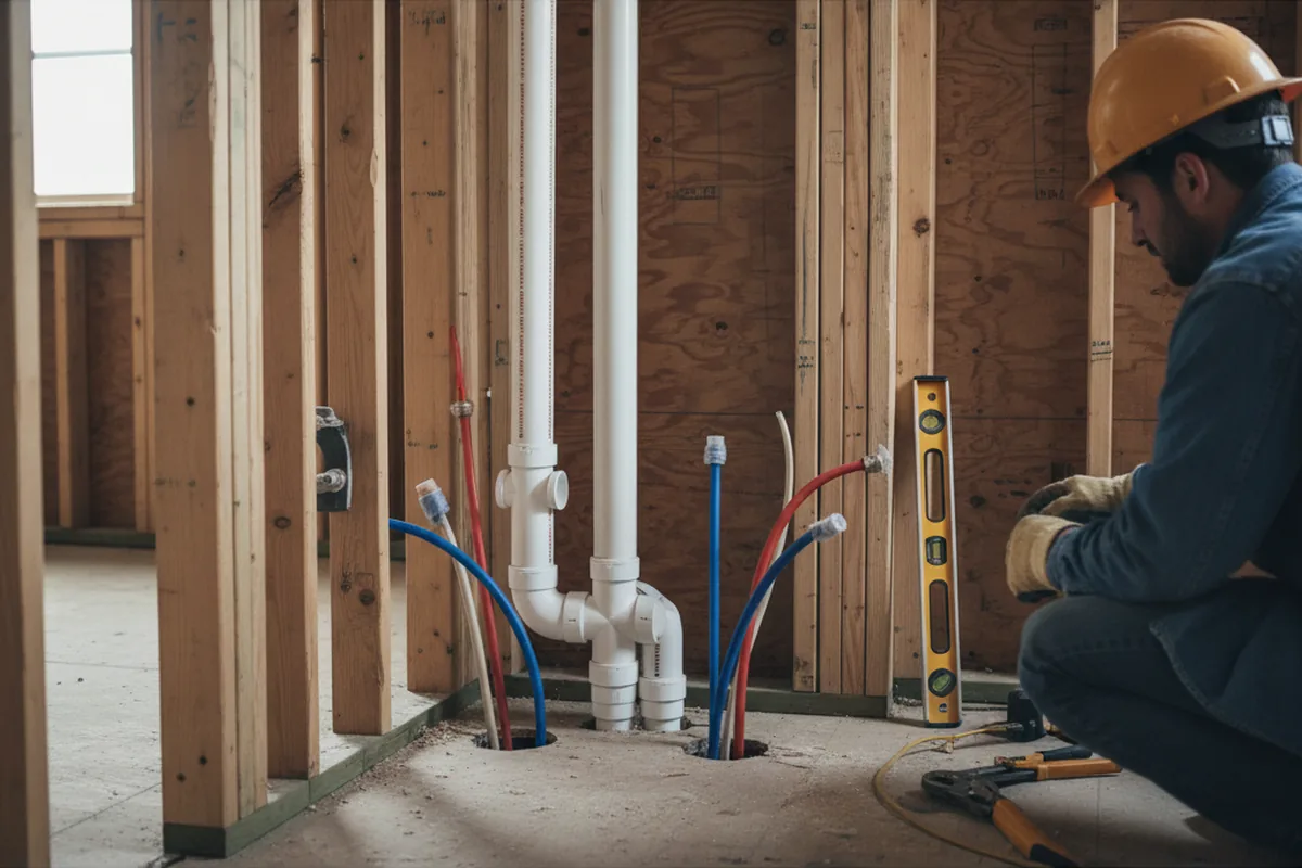 Drain and supply rough-in during Garbage Disposal Repair in Whitwell