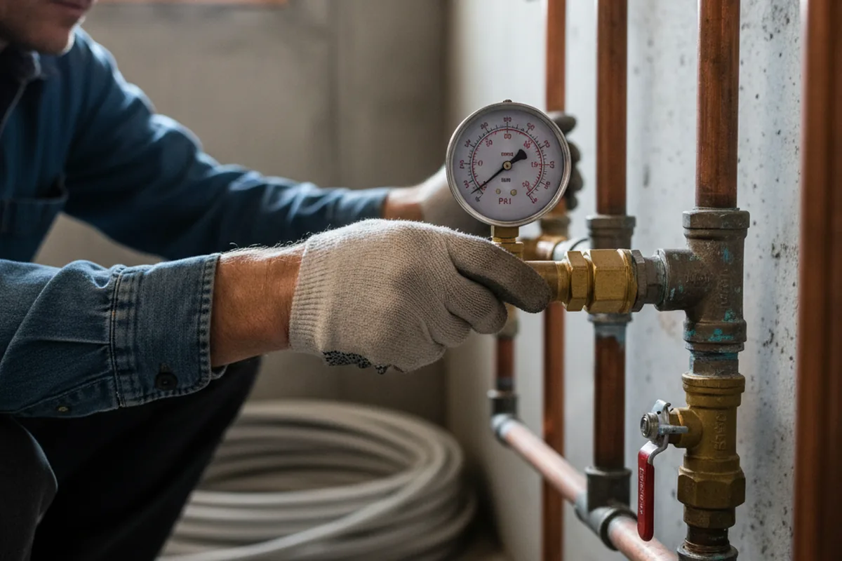 Pressure testing a repaired line during Water Line Repair in Whitwell